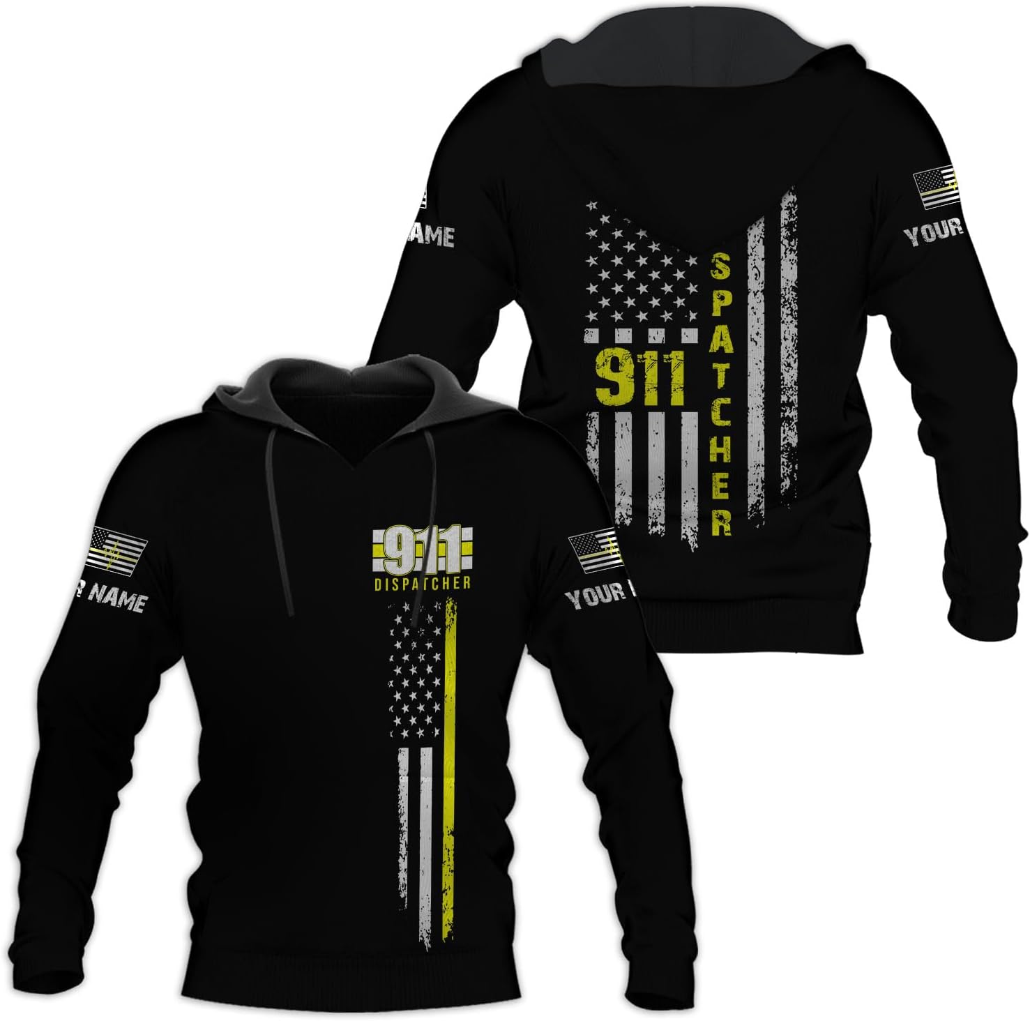 Personalized Name Dispatcher Thin Yellow Line US Flag Dispatcher T-Shirt, Custom Name Dispatcher T Shirts for Men and Women