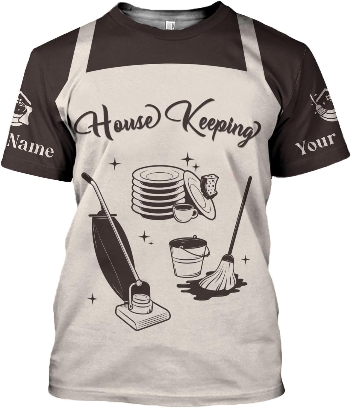 Personalized Housekeeping Shirts, Custom Cleaning Uniforms for Women 3D Cleaning Service Gifts Housekeeper Shirt Clean Lady