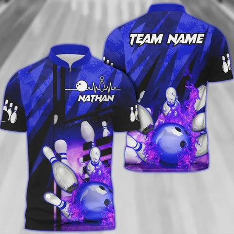 Mostprints Bowling And Pins Abstract Grunge Texture XX Multicolor Option Customized Name 3D Shirt