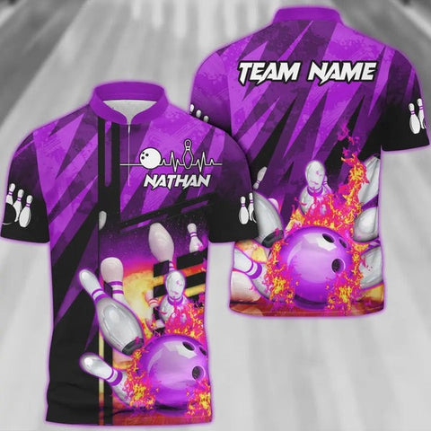 Mostprints Bowling And Pins Abstract Grunge Texture XX Multicolor Option Customized Name 3D Shirt