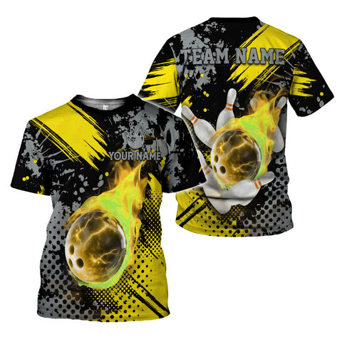 Custom Team Name and Name Bowling Shirt, 3D Bowling Shirts for Men, Short Sleeve Shirts for Team Bowling