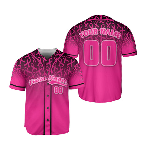 Customized Name Number Team Name Breast Cancer Baseball Jersey, Breast Cancer Survivor Pride unisex shirt for women men