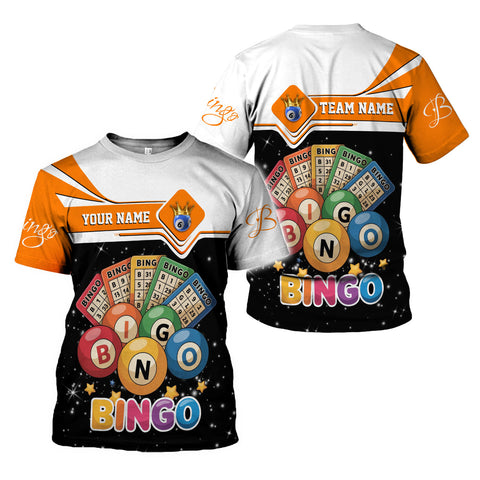 Personalized Team Name and Name colorful BINGO 3D Shirt, Custom Bingo game Shirts for Team, Men Women unisex T shirt