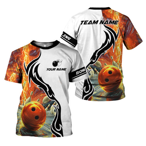 Custom Name Team Name Bowling 3D Shirt, Bowling Shirts for Men Women, Short Sleeve Shirts for Team Bowling