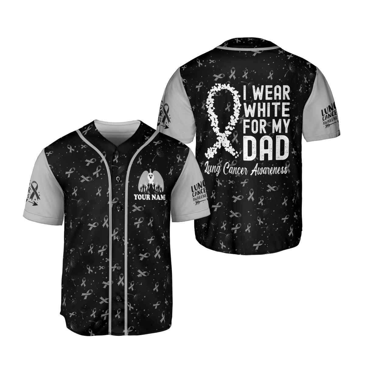 Personalized Name Lung Cancer Jersey, Lung Cancer Awareness Baseball Jersey for women men