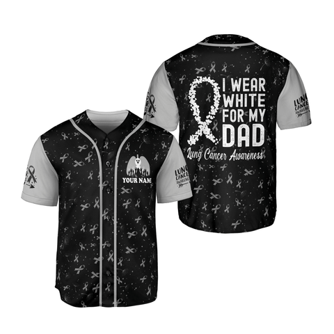 Personalized Name Lung Cancer Jersey, Lung Cancer Awareness Baseball Jersey for women men
