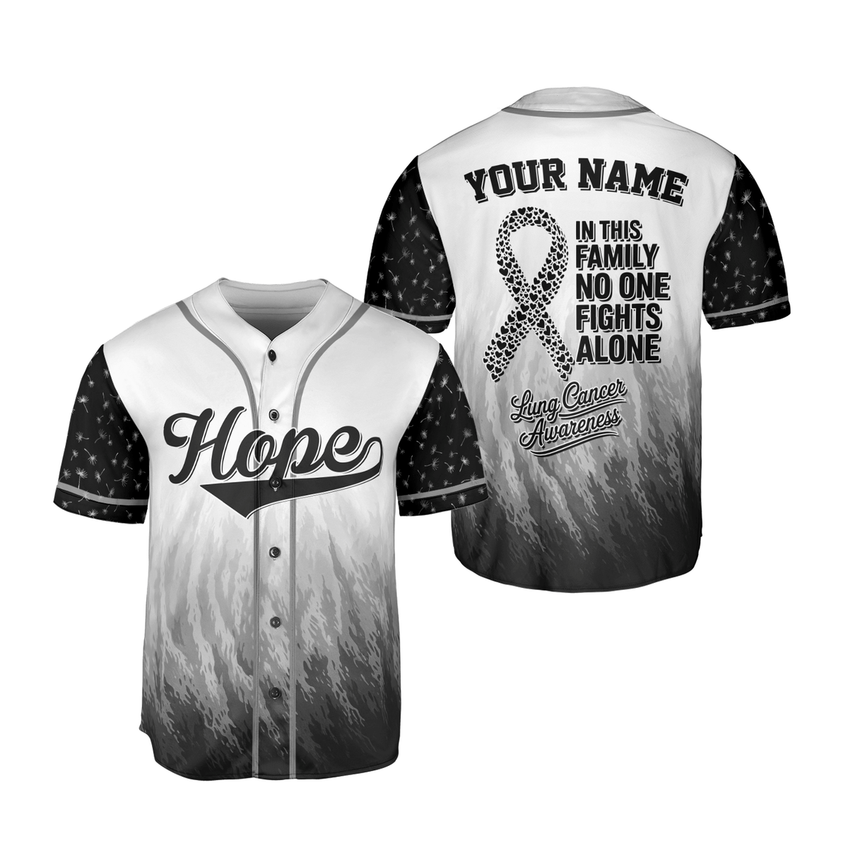 Customized Name Lung Cancer Jersey, Lung Cancer Awareness Hope Baseball Jersey for women men (Copy)