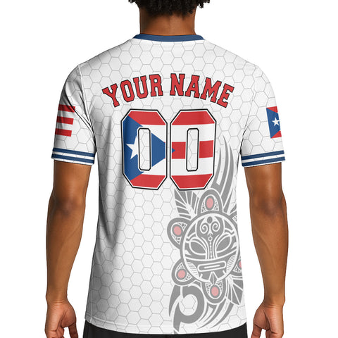 Personalized Puerto Rico Soccer Jersey, Men Quick Dry Shirt Printed Hispanic Heritage Month Boricua Rican Flag, Football Uniforms for Team