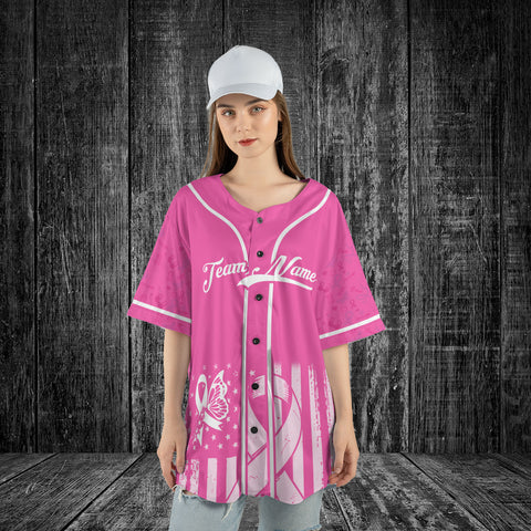 Personalized Name and Team Name Breast Cancer Jersey, Baseball Breast Cancer Survivor Pride Jersey