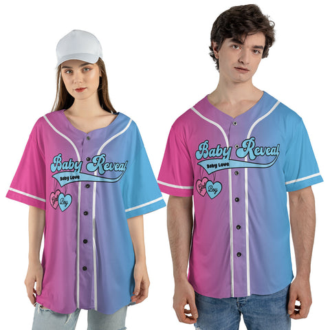 Gender Reveal Blue or Pink Baseball Jerseys, Daddy Mommy love you Shirts for Women Men, Gifts shirt for new mom new dad