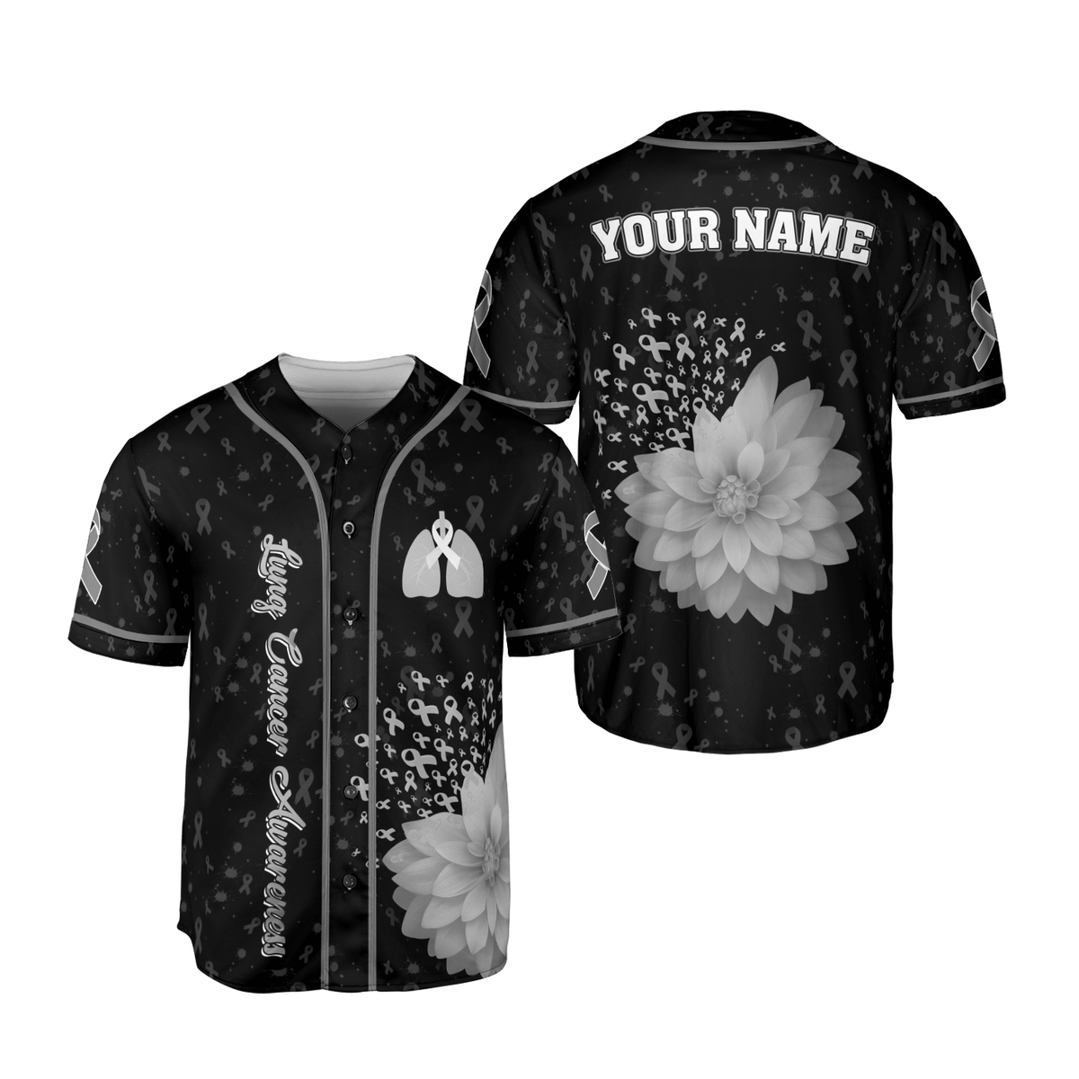 Customized Name Lung Cancer Awareness Jersey, Lung Cancer Baseball Jersey for women men