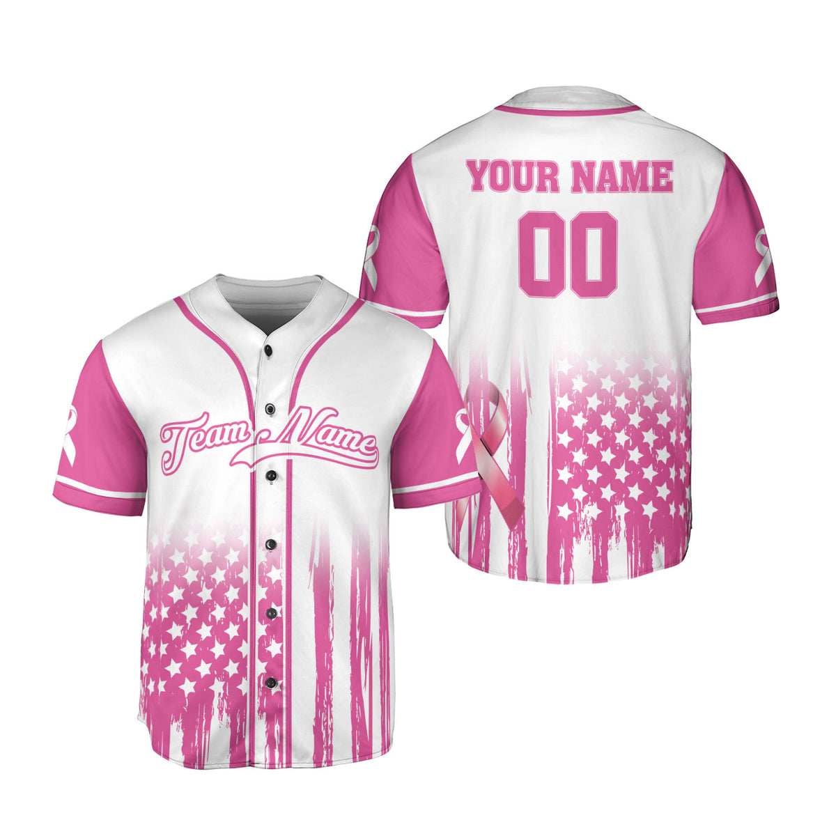 Personalized Name and Team Name Number America Breast Cancer Baseball Jersey, Breast Cancer Survivor Pride shirt
