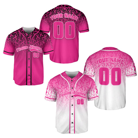 Customized Name Number Team Name Breast Cancer Baseball Jersey, Breast Cancer Survivor Pride unisex shirt for women men