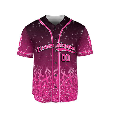 Homedesign Personalized Name Number Team Name Breast Cancer Baseball Jersey, Breast Cancer Survivor Pride shirt for women