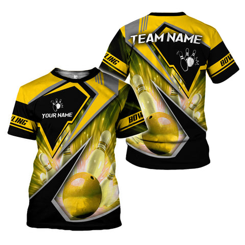 Personalized Bowling 3D Shirt, Custom Team Name and Name Bowler Gift shirt, 3D All Over Printed Shirt for Men Women