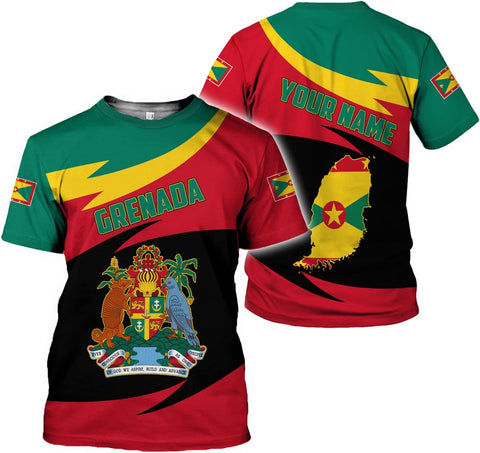 Podagree Personalized Grenada T-Shirt 3D, Proud Grenadan Tshirt, Grenada Flag Grenadian Pride Grenadian Heritage Shirt