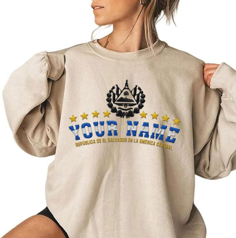 Ligthuy Personalized Name Embroidered El Salvador Sweatshirts, Shirts, Hoodies Unisex for Men, Women Full Size