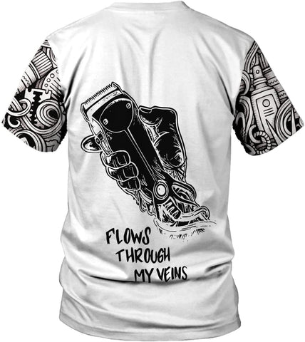 Personalized Barber Shop Shirt 3D Barber Shirts Hairdresser Haircutting Hairstylist Custom Salon Barber Tshirt Pole Scissors