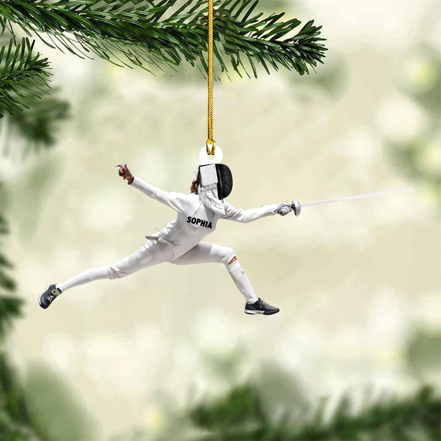 MAPrints Personalized Fencing Christmas Ornament, Fencing Lovers Ornament, Fencing Acrylic Ornament, Christmas Fencer Decor, Fencing Player Ornament Xmas Keepsakes 2024, Great Gift for Fencer (FC 1)