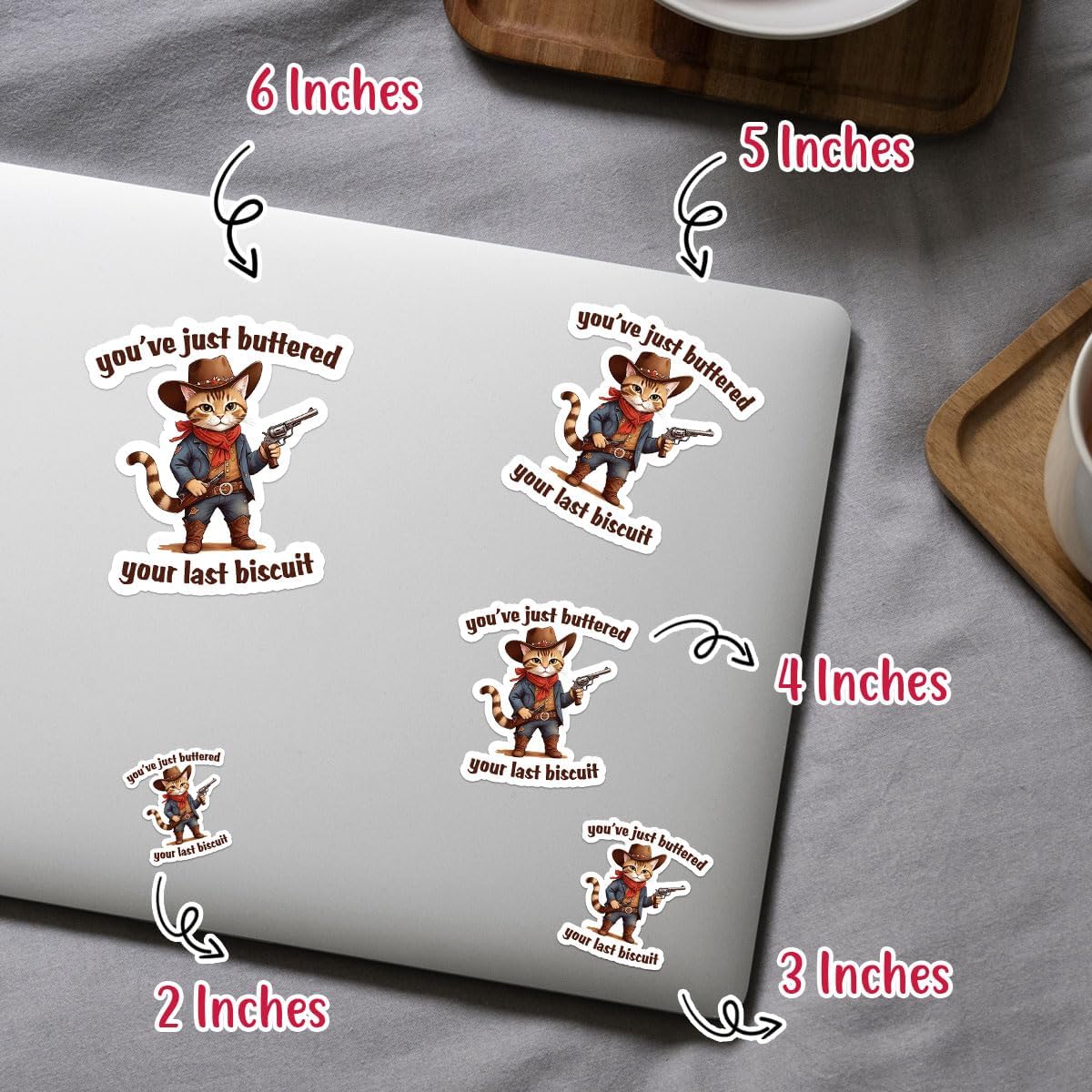 3pcs You've Just Buttered Your Last Biscuit Sticker, Funny Sarcastic Sticker, Cat Cowboy, Western Stickers for Water Bottles, Bumper Vinyl Stickers 3x3 for Laptop Phone Car Window Helmet
