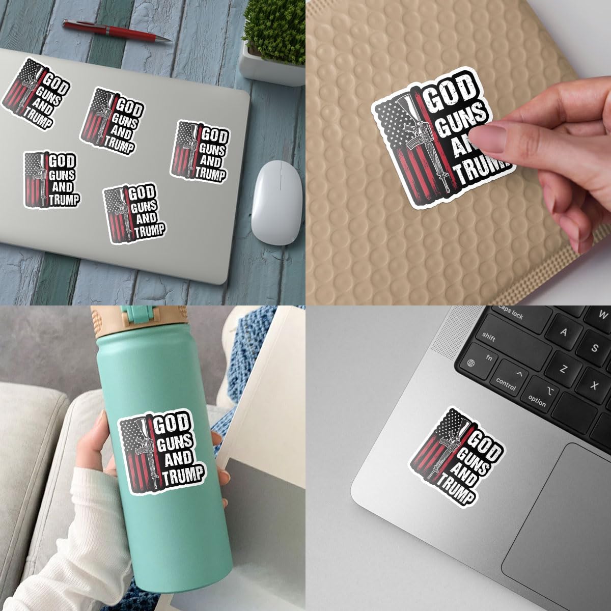 (3 Pcs) God Guns and Trump Sticker, Trump Stickers for Trucks, Trump Stickers for Cars- Decal Stickers for Laptop Water Bottle Phone Car Window Helmet Vinyl Stickers 3 Inches