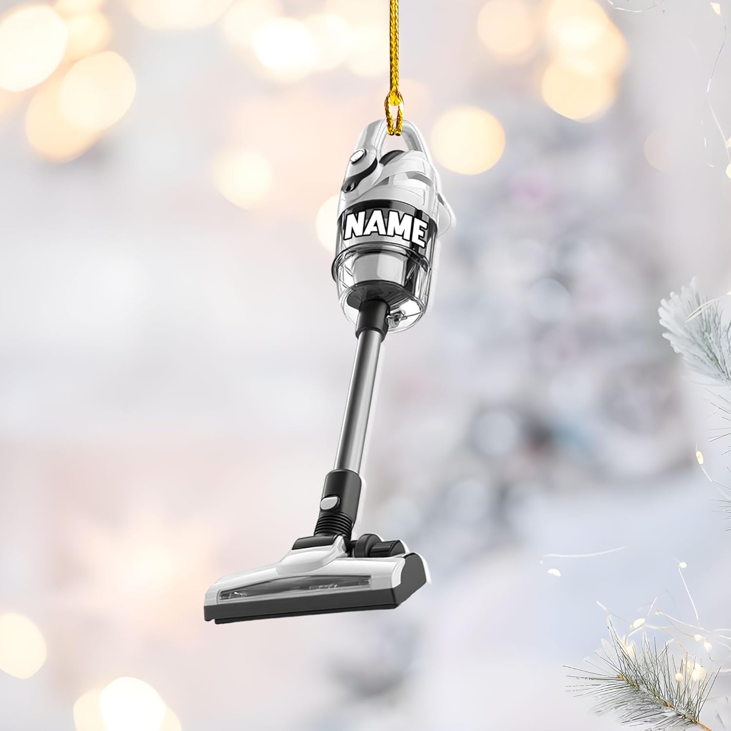 Customized Vacuum Cleaner Christmas Ornament, Cleaning Tools Ornament for Christmas Tree, Gift for Housewife Housekeeper, Holiday Xmas Tree Hanging Decor for Mom Woman Wife (Acrylic, Style 4)