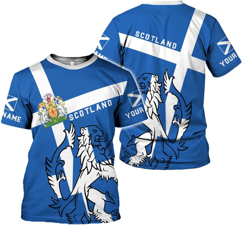 MoonArt Personalized Scotland Shirt, Scottish Lion Rampart Tshirts Retro Graphic, Scots T Shirt, Scotland Coat of Arms