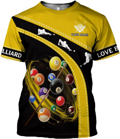 Pretyprints Personalized 3D Billiard Shirt Custom Name Men Women Team Apparel Pool 8 Ball Flag Tshirt Billiards Shirts Gift