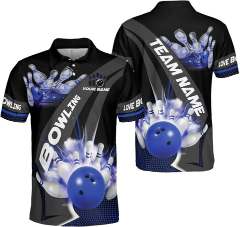 Ligthuy Personalized Name Bowling Polo Shirts 3D for Men and Women, Bowling Shirt, Bowling Shirts for Men Team Bowling Shirt