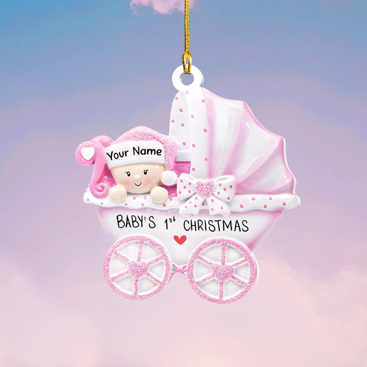 MAPrints Personalized Baby\u2019s First Christmas Keepsake Acrylic 2D Shape Flat Ornament, Custom New Baby Gift, Babys 1st Christmas Ornament 2023 Boy Or Girl Newborn, for New Mom Dad (Style 2)