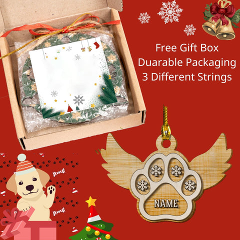 MAPrints Personalized Wooden Dog Cat Paw Ornament Christmas 2024, Custom Dog Paw Layered Wood Ornaments with Names, Pet Paw Wooden Dog Ornament, Pet Paw Christmas Ornament (PAW 7)