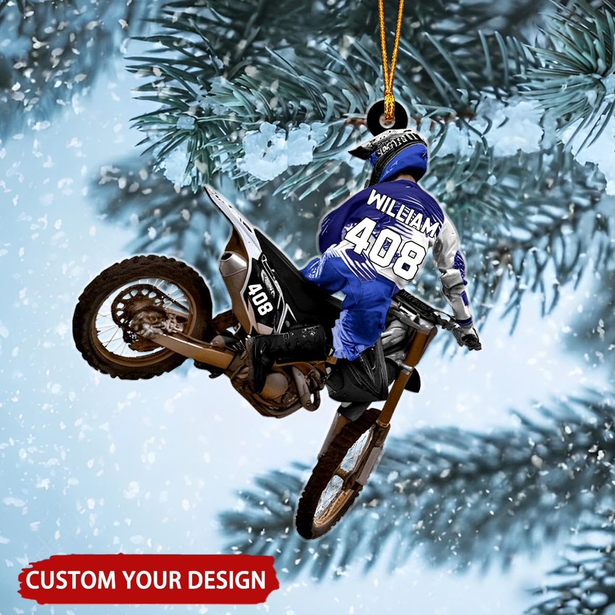 Personalized Dirt Bike Acrylic Ornament, Dirt Bike Christmas Ornament 2024, Dirt Bike Player Ornament, Dirt Bike Tree Decor, Motocross Dirt Biker Ornaments for Christmas Tree (Style 4)