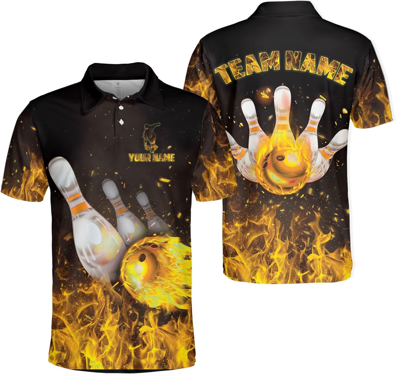 Custom 3D Bowling Polo Shirts for Men and Women Personalized Team Name Gift Unisex Customized Bowling Short Sleeve Polo Shirt