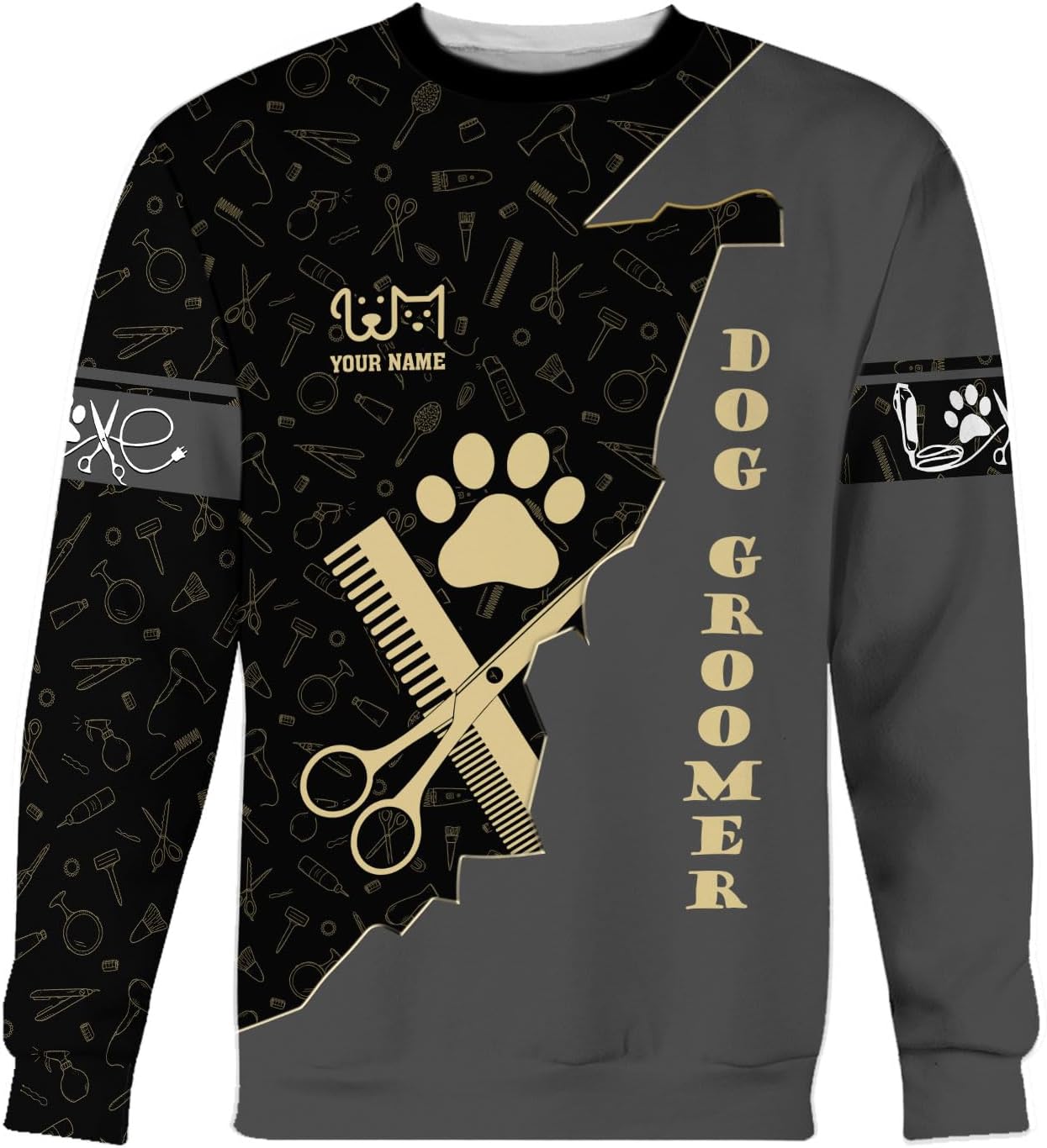 Mostprints Personalized Name Dog Groomer Shirt 3D, Funny Dog Groomer Apparel Shirts, Dog Groomer Gifts for Men and Women
