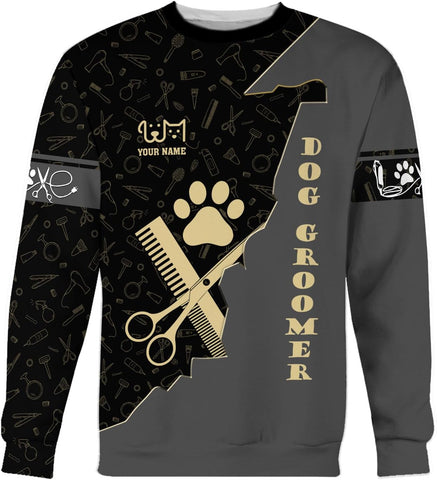 Mostprints Personalized Name Dog Groomer Shirt 3D, Funny Dog Groomer Apparel Shirts, Dog Groomer Gifts for Men and Women