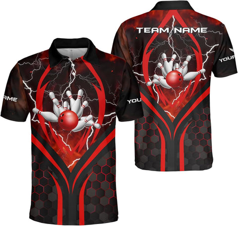 Ligthuy Personalized Name Bowling Polo Shirts 3D for Men and Women, Bowling Shirt, Bowling Team
