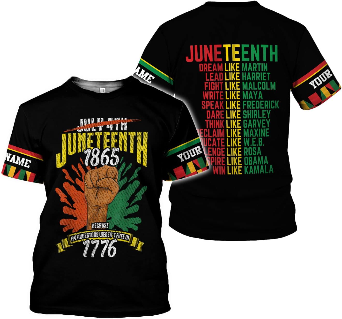 Mostprints Personalized Juneteenth Shirt 3D, Juneteenth Shirts Women Gift, Customized Name Juneteenth Shirts for Men S-5XL