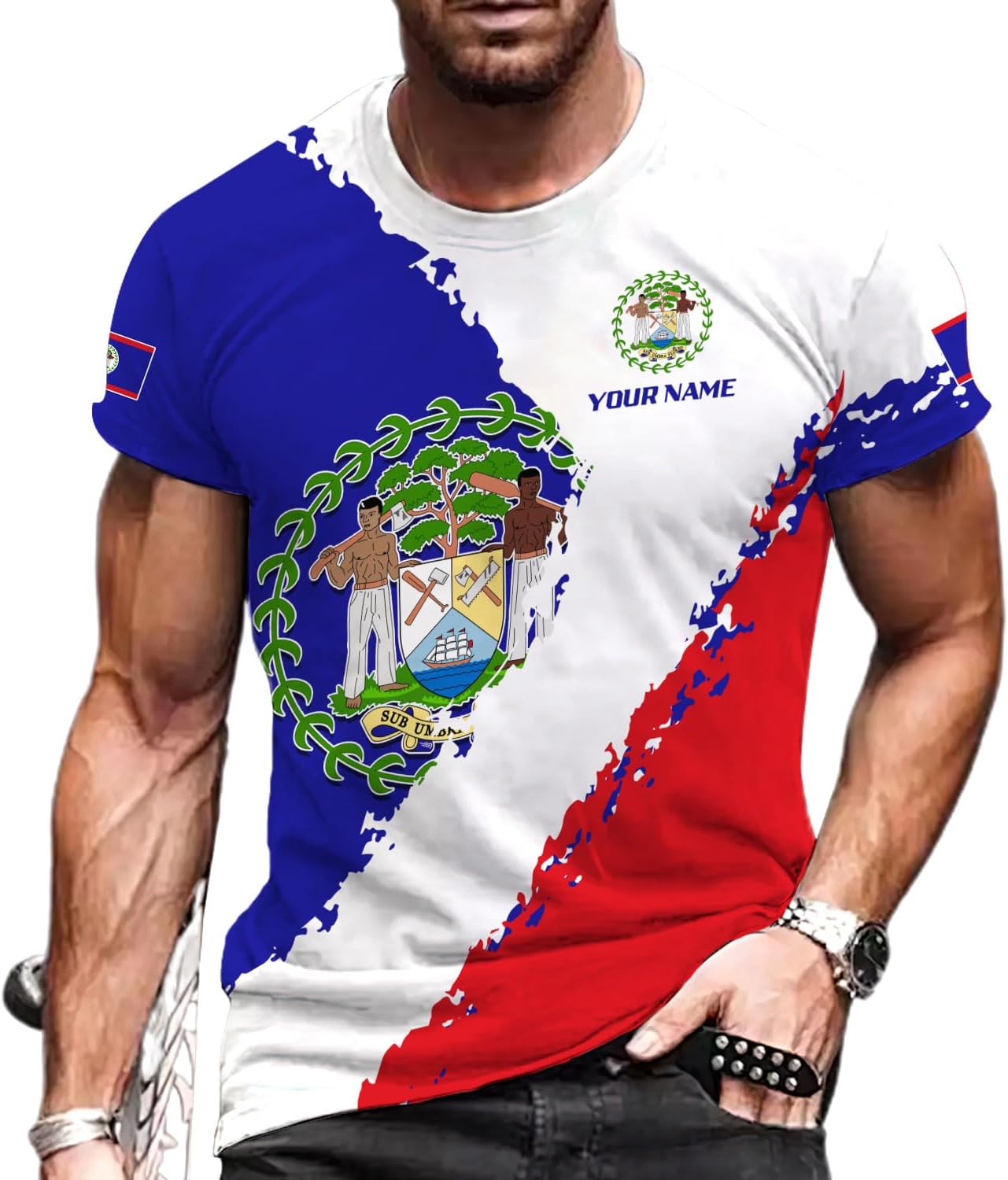 Artparel Personalized Belize Shirt Coat of Arms of Belize Flag Shirts Belizean Country Flag Gift T-Shirt Belizean Shirt S-5XL