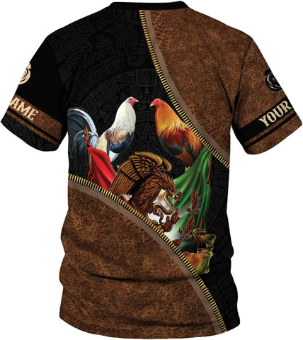 MoonArt Personalized Name Mexican Shirts for Men, Rooster Mexico Shirts for Men, Mexico Shirt Eagle Flag Mexican Eagle