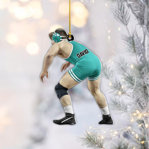 Artparel Personalized Wrestling Ornament Wrestling Helmet Ornaments Wrestling Christmas Ornament Gift for Wrestling Player Wrestling Christmas Tree Ornaments for Boys or Girls (WL15)
