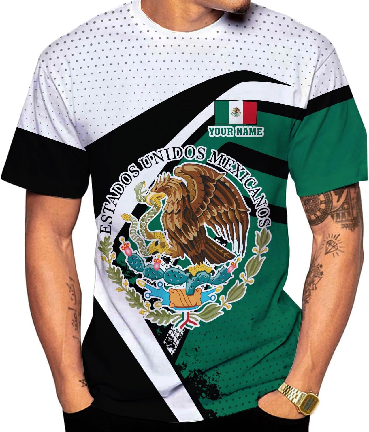Mostprints Personalized Name Mexican Shirts for Men 3D Customized Mexico Shirts for Men Mexico Shirts for Women Mexico Shirt