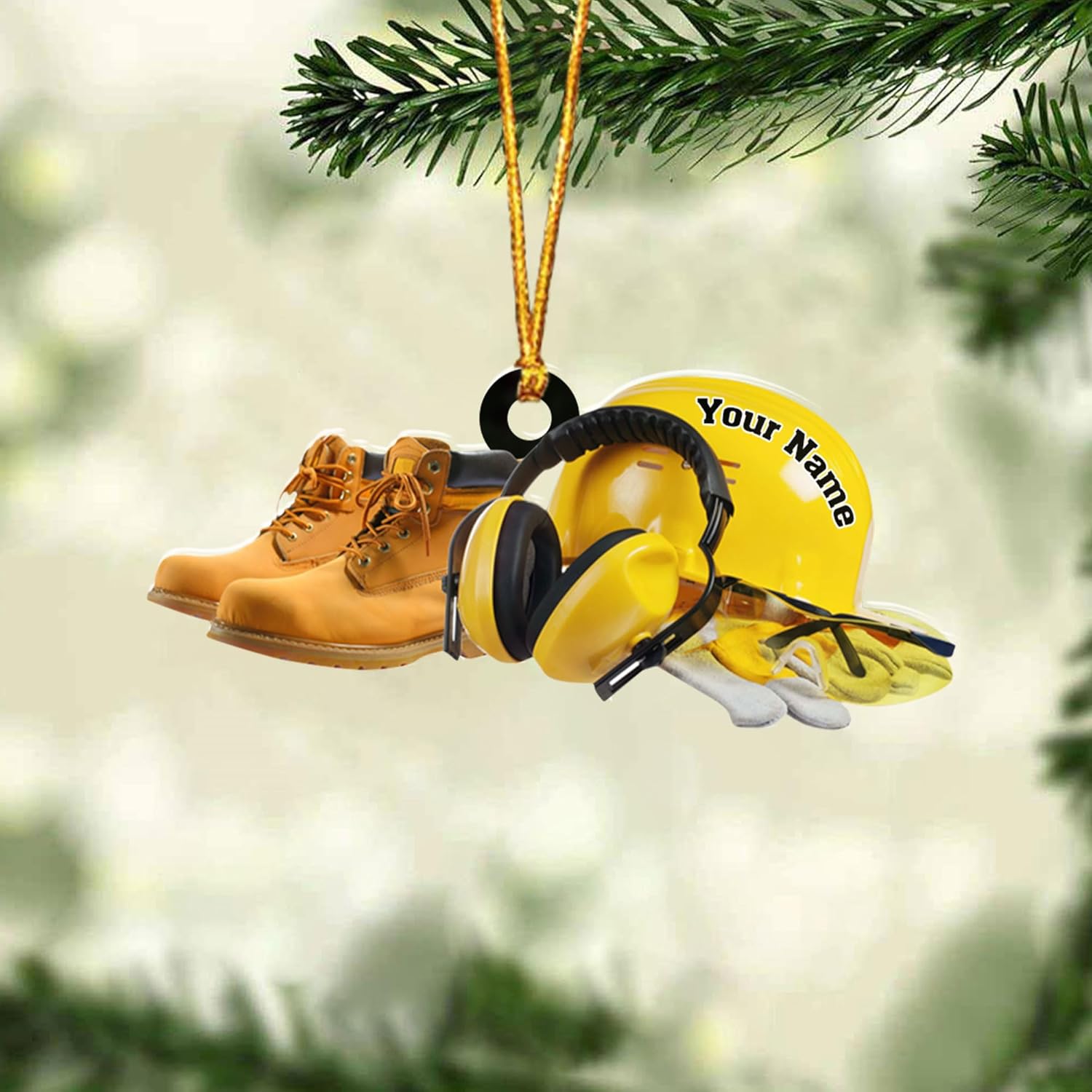 Personalized Construction Ornaments for Christmas Tree 2024, Construction Tree Ornaments Construction Ornament, Construction Tool Box Hard Hat Heavy Equipment Xmas Gift for Blue Collar Workers (W10)