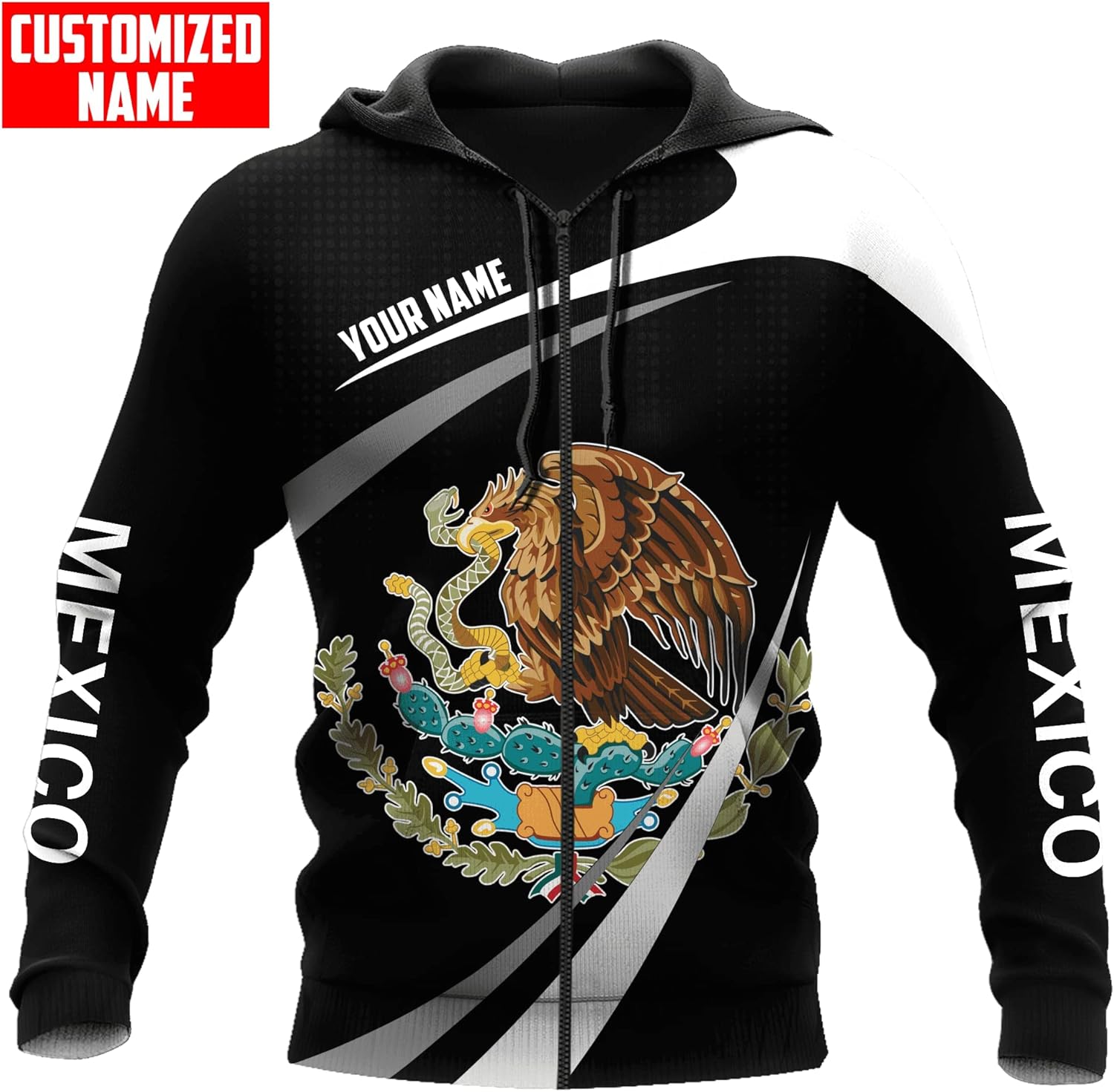 Personalized Name Mexican Hoodie 3D, Customized Mexico Hoodies for Men & Women