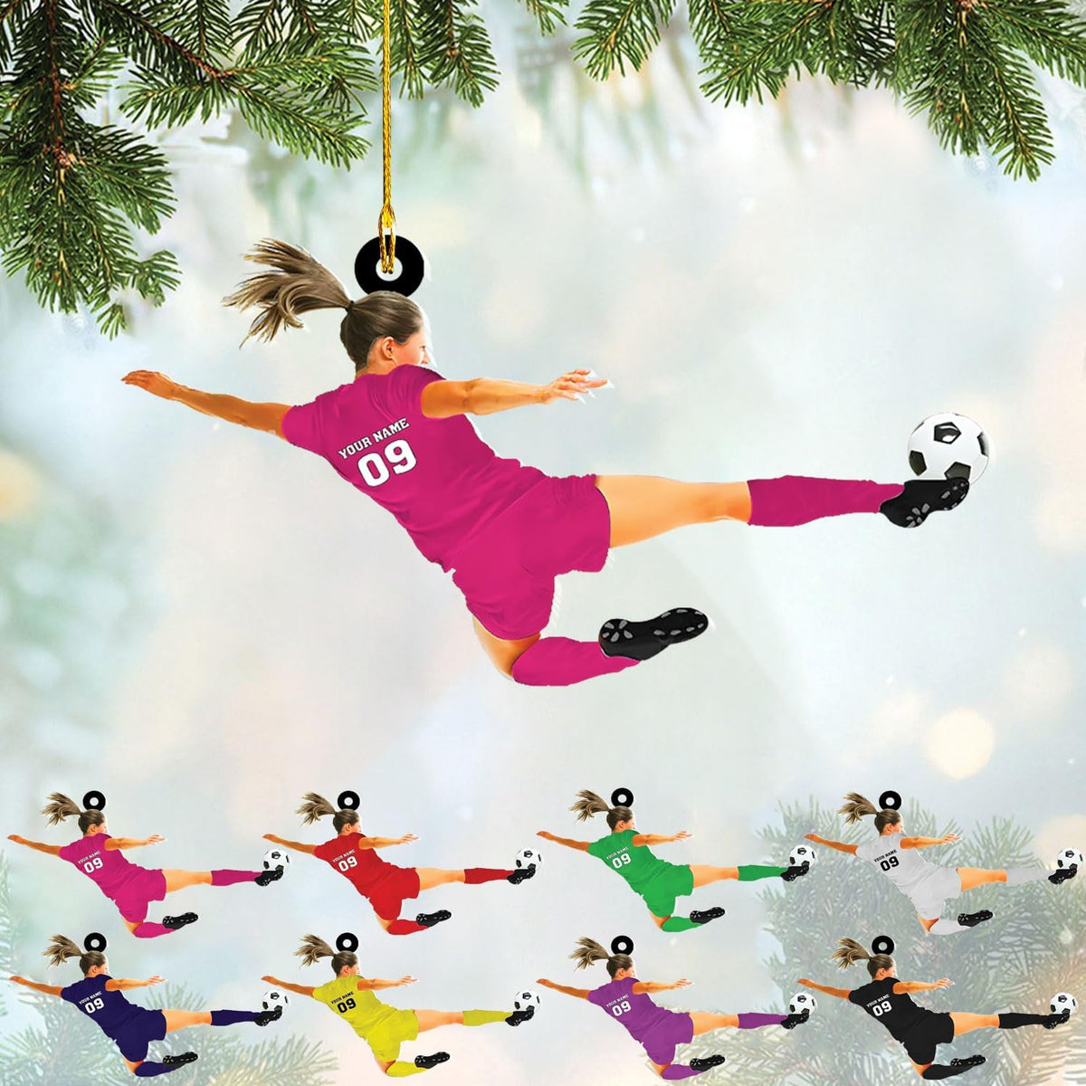 mostprints Personalized Soccer Christmas Ornament, Soccer Ornament for Boys, Soccer Team Ornaments, Gifts for The Soccer Player, Soccer Player Ornament, Soccer Gift Tree Hanging (SC11)