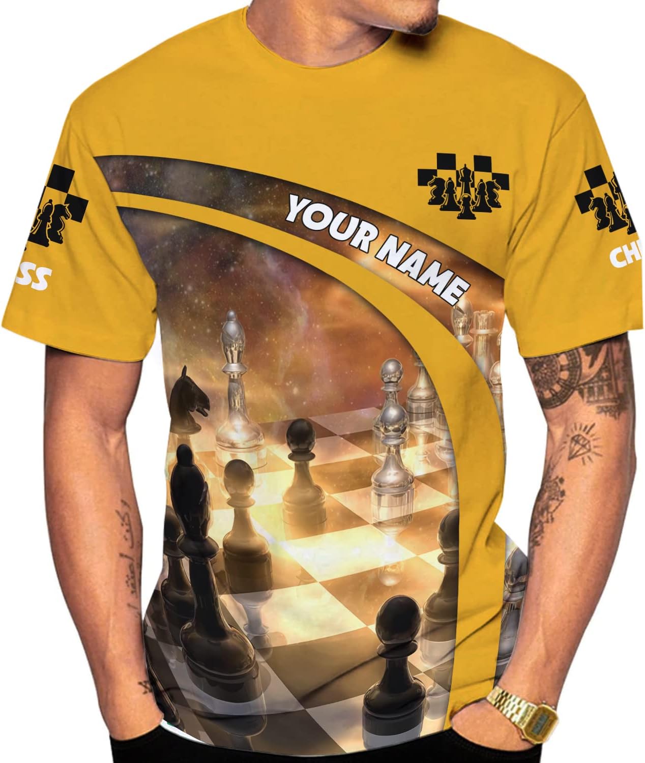 Personalized Name Chess 3D Full Color Shirt, Custom Name Chess 3D Shirt for Men, Women, Chess Lover, USA Chess Shirt