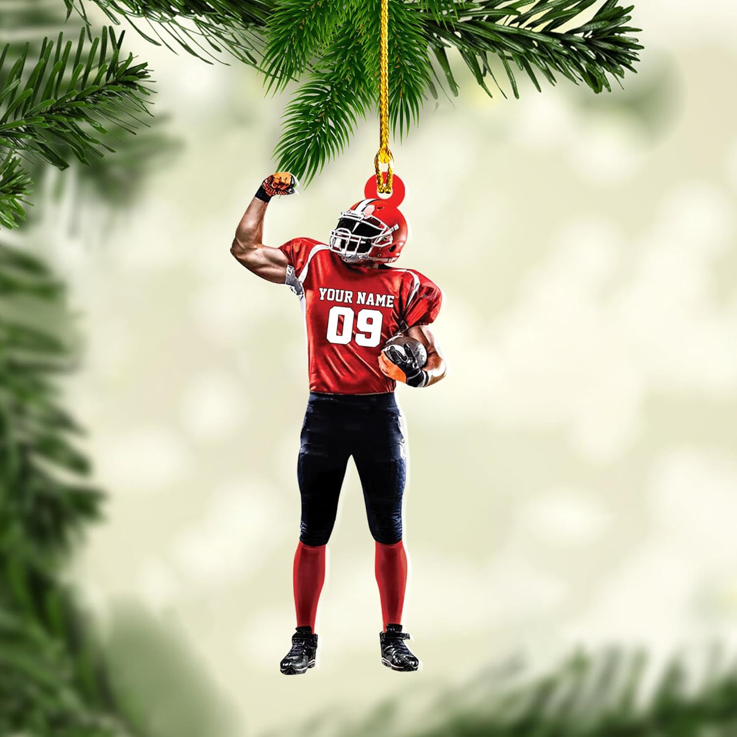Artparel Personalized Football Ornament Customized Football Christmas Ornaments Football Ornament Christmas Hanging D��cor Gift for Football Fans Football Gifts Gift for Football Player (FB 8)