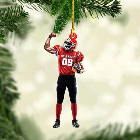 Artparel Personalized Football Ornament Customized Football Christmas Ornaments Football Ornament Christmas Hanging D��cor Gift for Football Fans Football Gifts Gift for Football Player (FB 8)