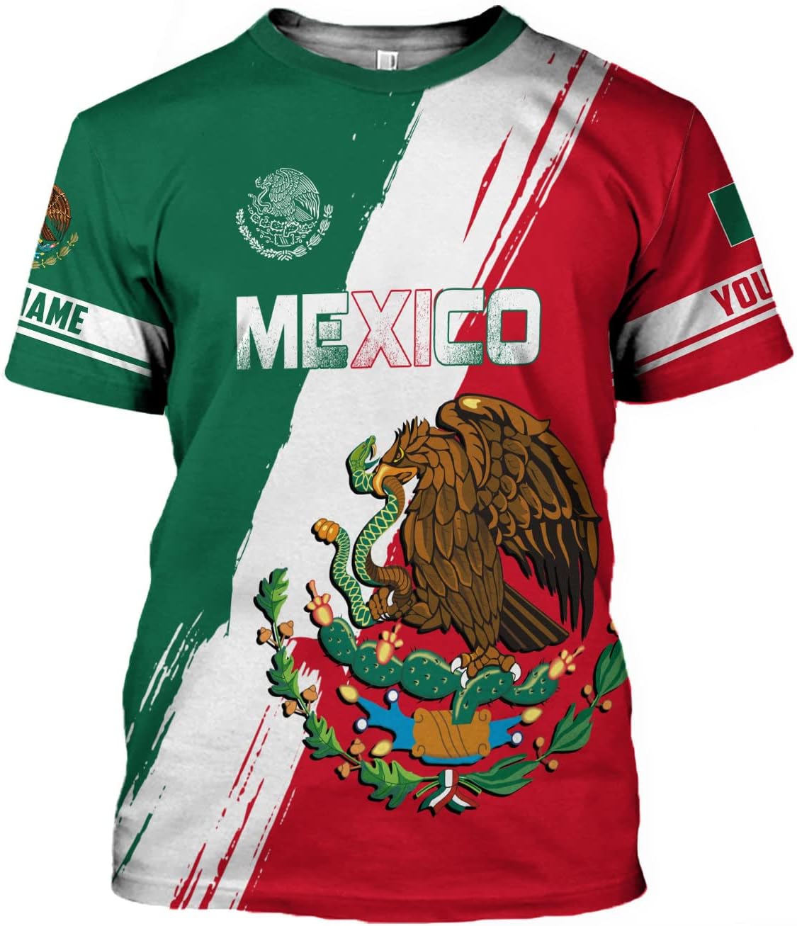 Mostprints Personalized Name Mexican Shirts for Men 3D, Customized Mexico Shirts for Men, Mexico Shirts for Women Mexico Shirt