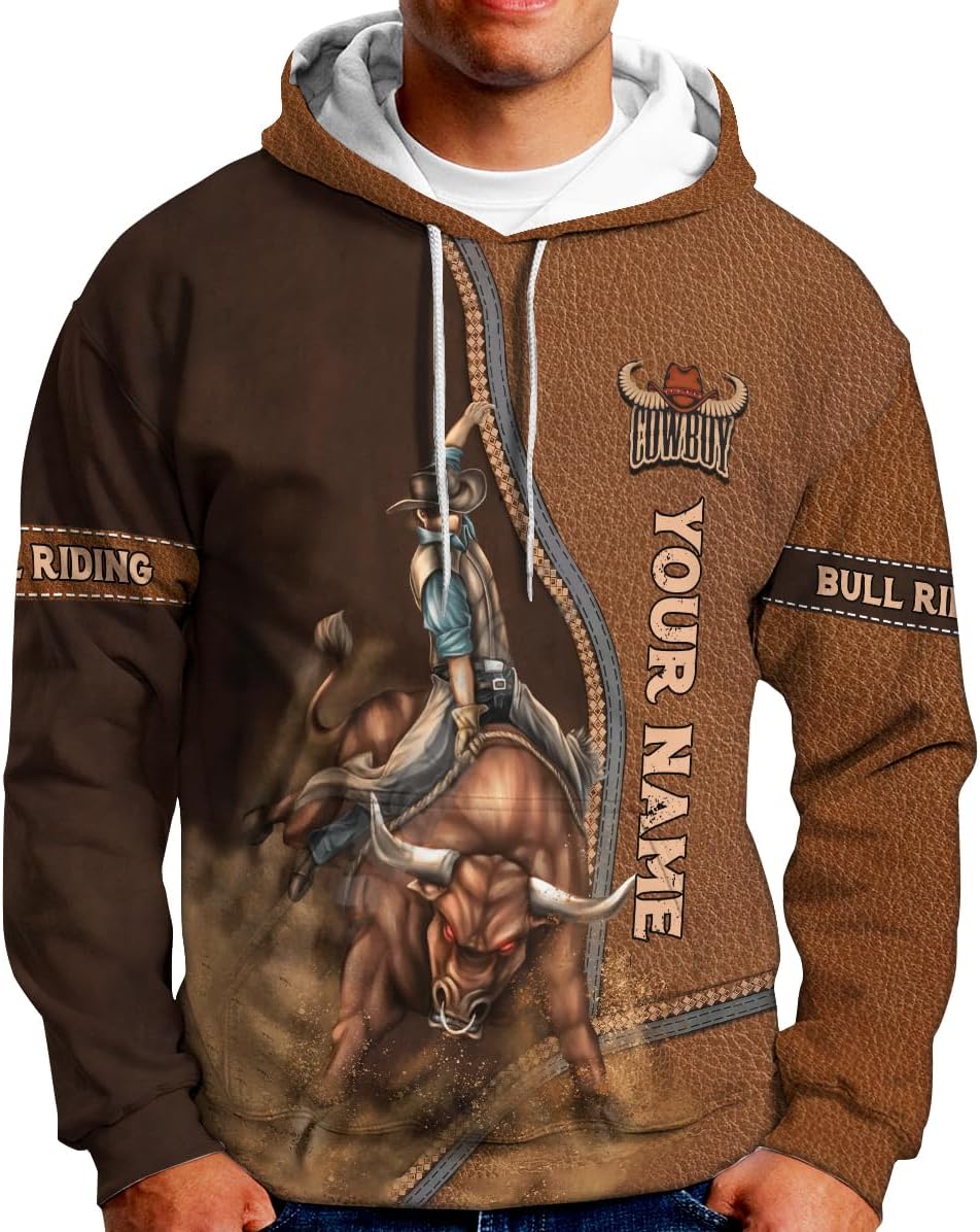 Rivelus Personalized Name Bull Riding Shirt 3D, Rodeo Shirts Bull Biding Shirts for Men and Women, Bull Rider Shirt Gift