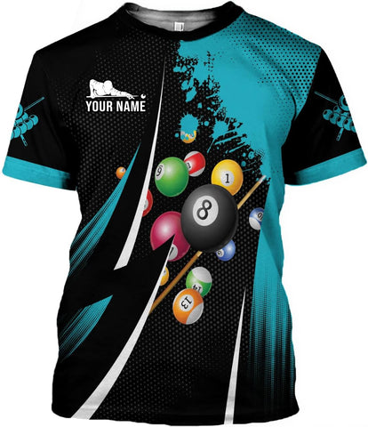 MoonArt Personalized Billiard Shirts 3D Billiard Shirt Custom Billiard Flag Shirt Men's Pool Billiards Shirt 8 Ball Men Women